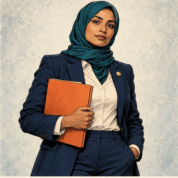 Portrait of Aisha Rahman.
