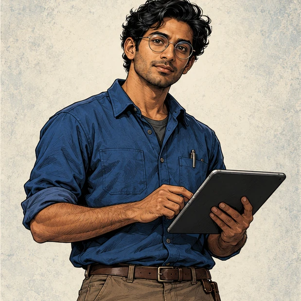 Portrait of Dev Patel.